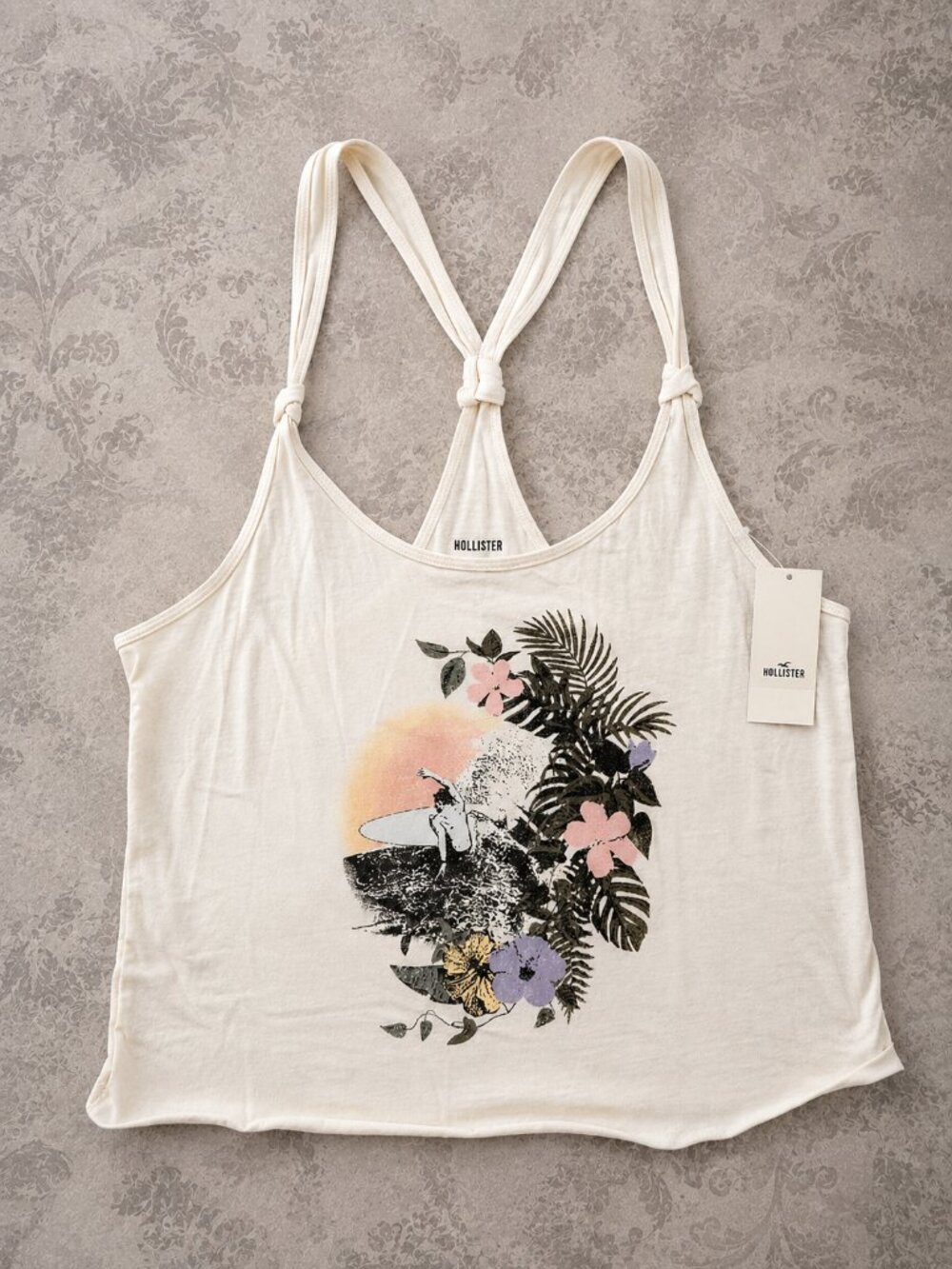 NWT! Hollister Tropical Graphic Racerback Tank Top | Lightweight Beachy Cami